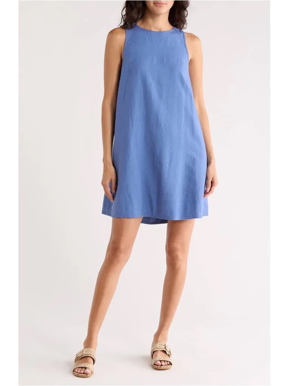 Madewell Linen Blend Shift Minidress Blue Large Classic Summer Beach Timeless